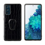For Samsung Galaxy S20 FE 4G/5G/S20 Lite/S20 FE 2022 PU Leather Coated Phone Cover Shell + Ring-Shape Kickstand