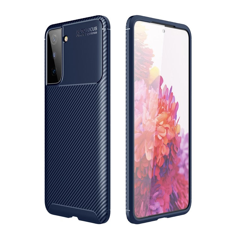 Stötdämpande kolfiber TPU-mobilskyddsskal för Samsung Galaxy S21 4G/5G mobilmobiltillbehör