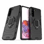 PC + TPU Combo Hybrid Case with Ring Holder Kickstand for Samsung Galaxy S21 4G/5G