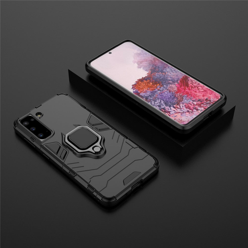 PC + TPU Combo Hybrid Case with Ring Holder Kickstand for Samsung Galaxy S21 4G/5G