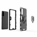 PC + TPU Combo Hybrid Case with Ring Holder Kickstand for Samsung Galaxy S21 4G/5G