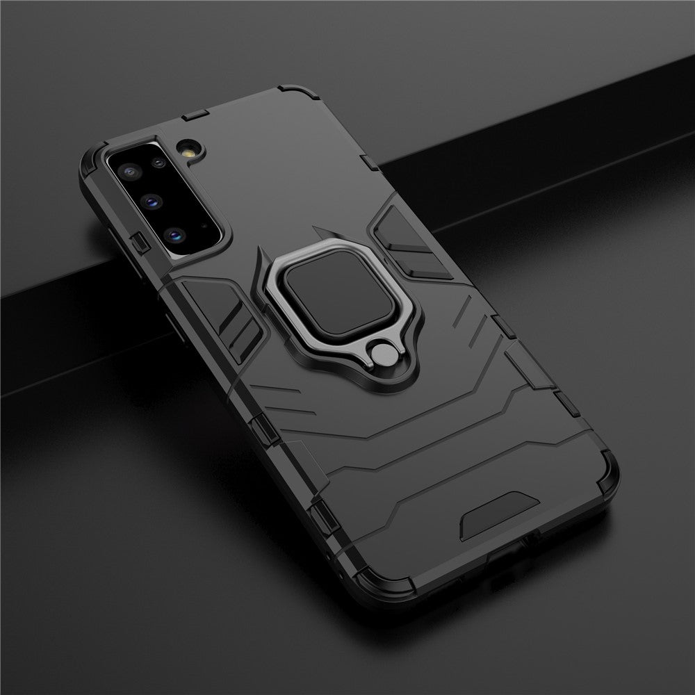 PC + TPU Combo Hybrid Case with Ring Holder Kickstand for Samsung Galaxy S21 4G/5G