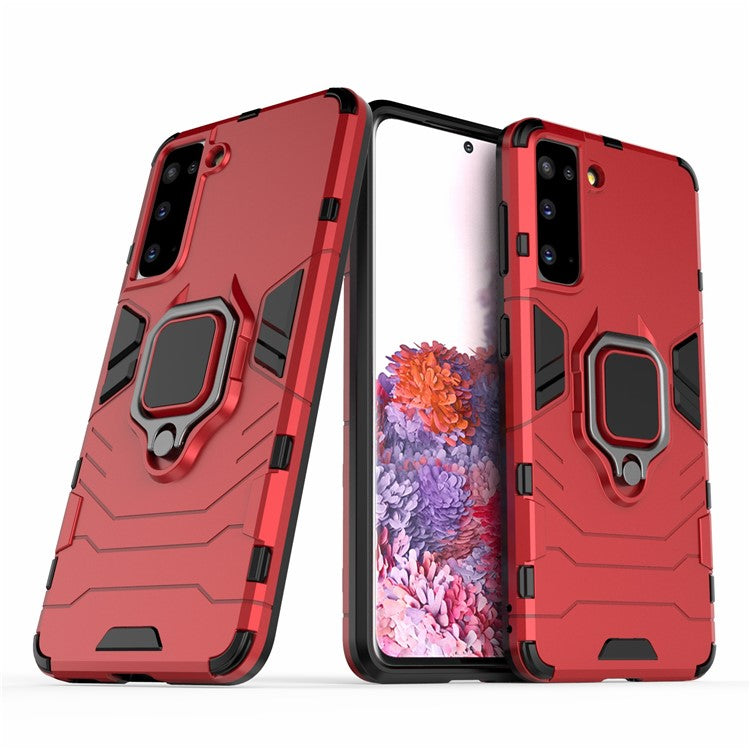 PC + TPU Combo Hybrid Case with Ring Holder Kickstand for Samsung Galaxy S21 4G/5G