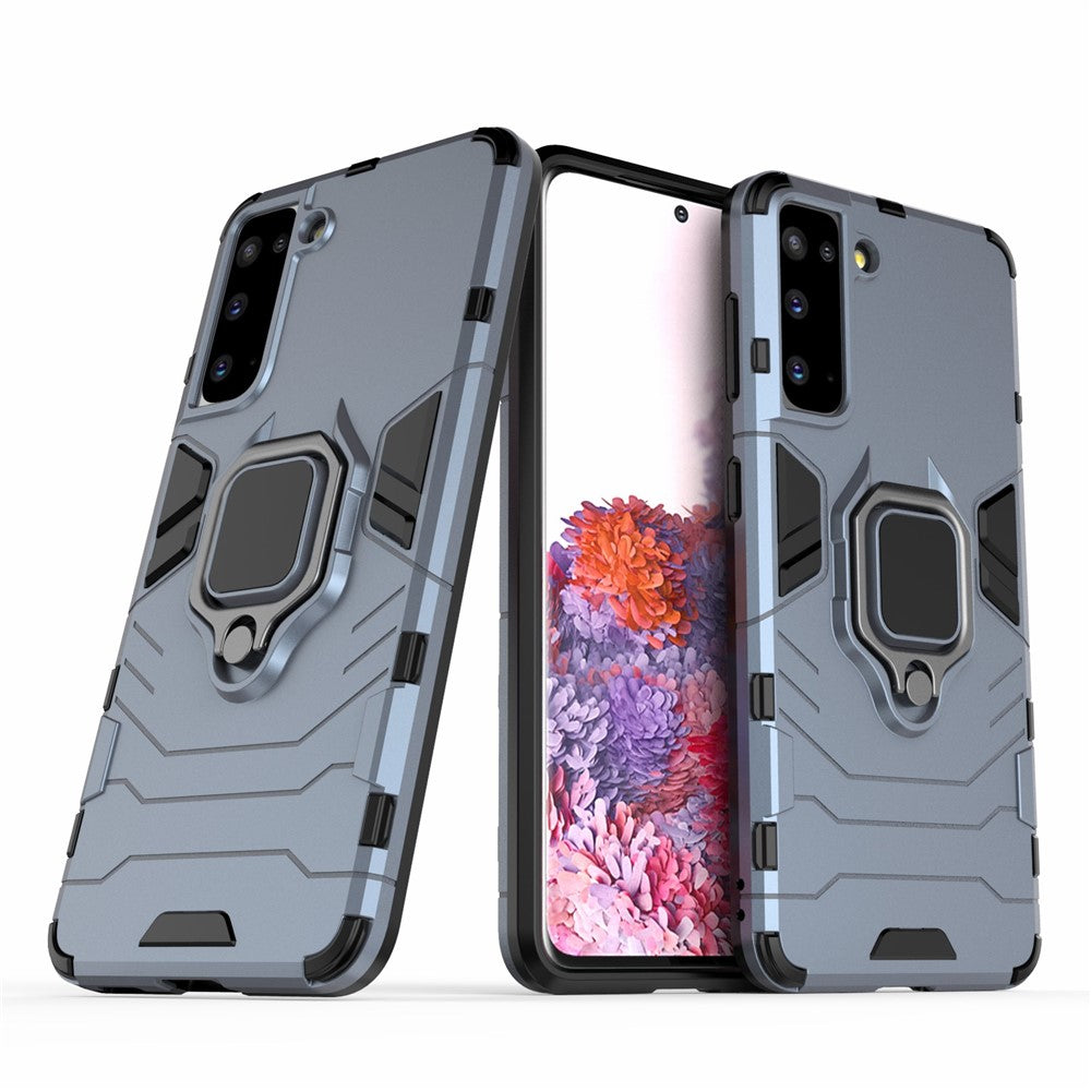 PC + TPU Combo Hybrid Case with Ring Holder Kickstand for Samsung Galaxy S21 4G/5G