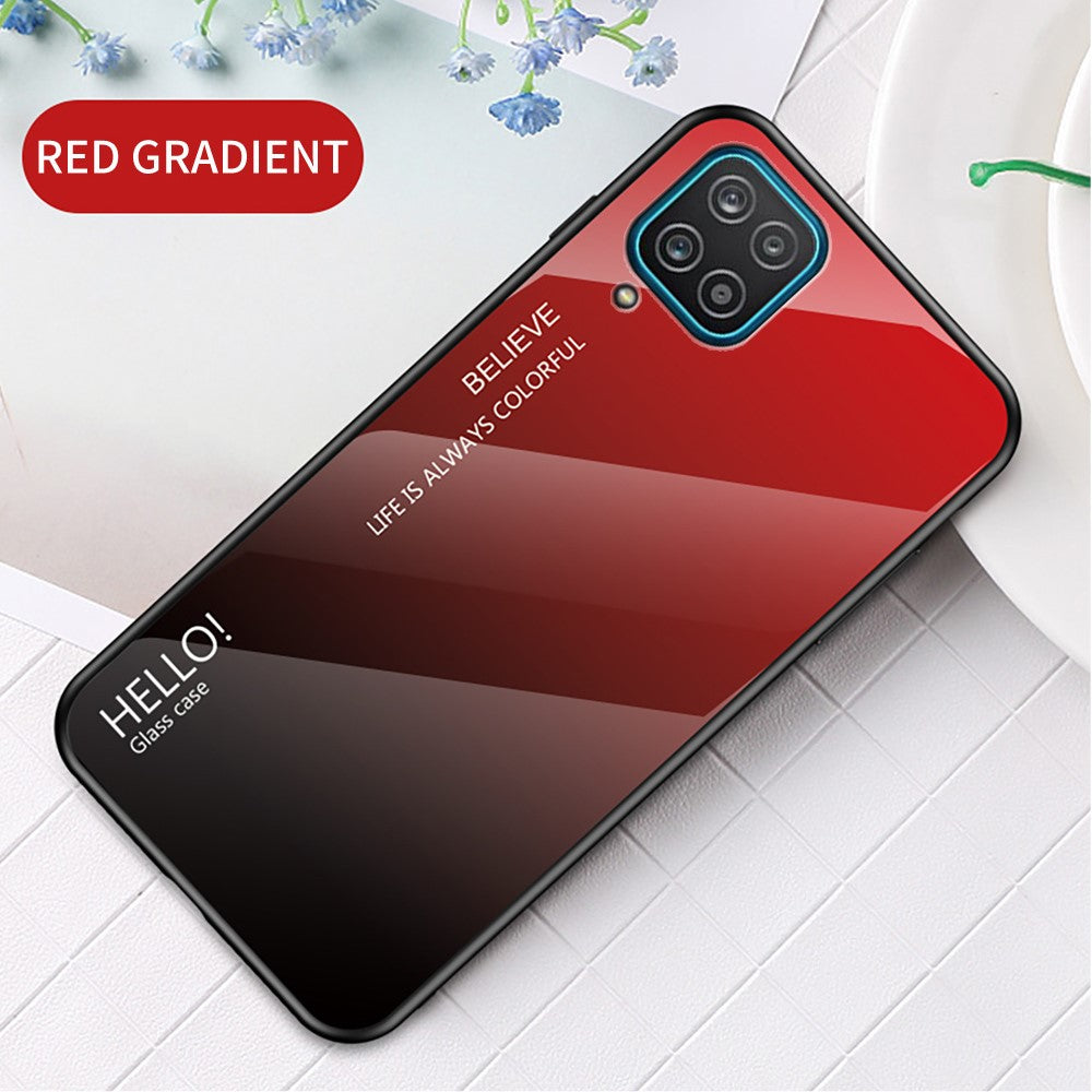 TPU-ram + härdat glas i färgtonat mönster för mobilmobiler till Samsung Galaxy A12