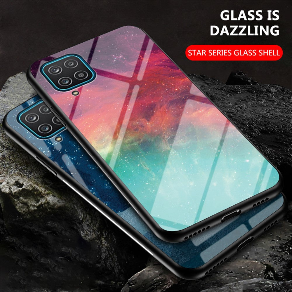 Mönstertrycksskal för Samsung Galaxy A12 Glas + PC + TPU Hybridskal