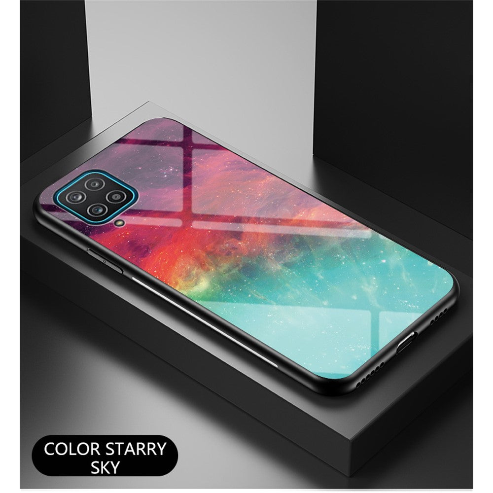 Mönstertrycksskal för Samsung Galaxy A12 Glas + PC + TPU Hybridskal