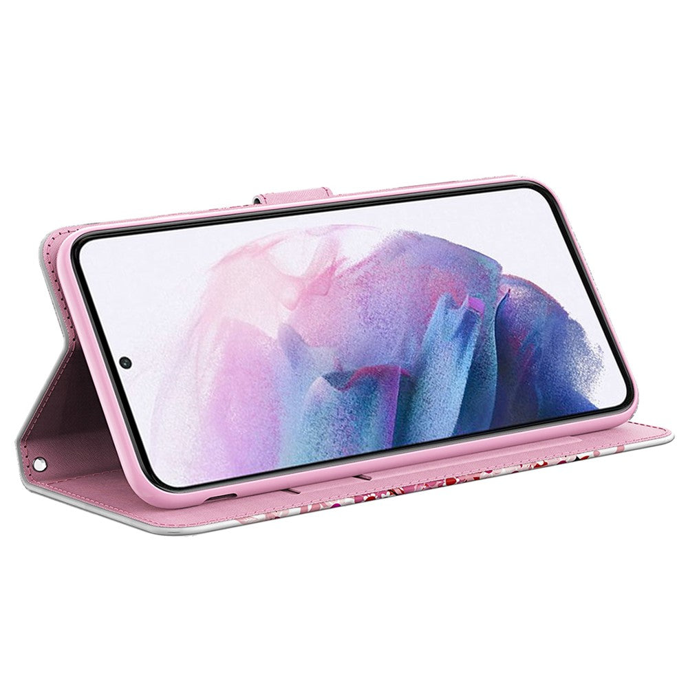 Læderetui med stander til Samsung Galaxy A32 5G / M32 5G Mønsterudskrivning Cover med Lanyard