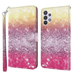 Læderetui med stander til Samsung Galaxy A32 5G / M32 5G Mønsterudskrivning Cover med Lanyard