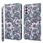 Læderetui med stander til Samsung Galaxy A32 5G / M32 5G Mønsterudskrivning Cover med Lanyard