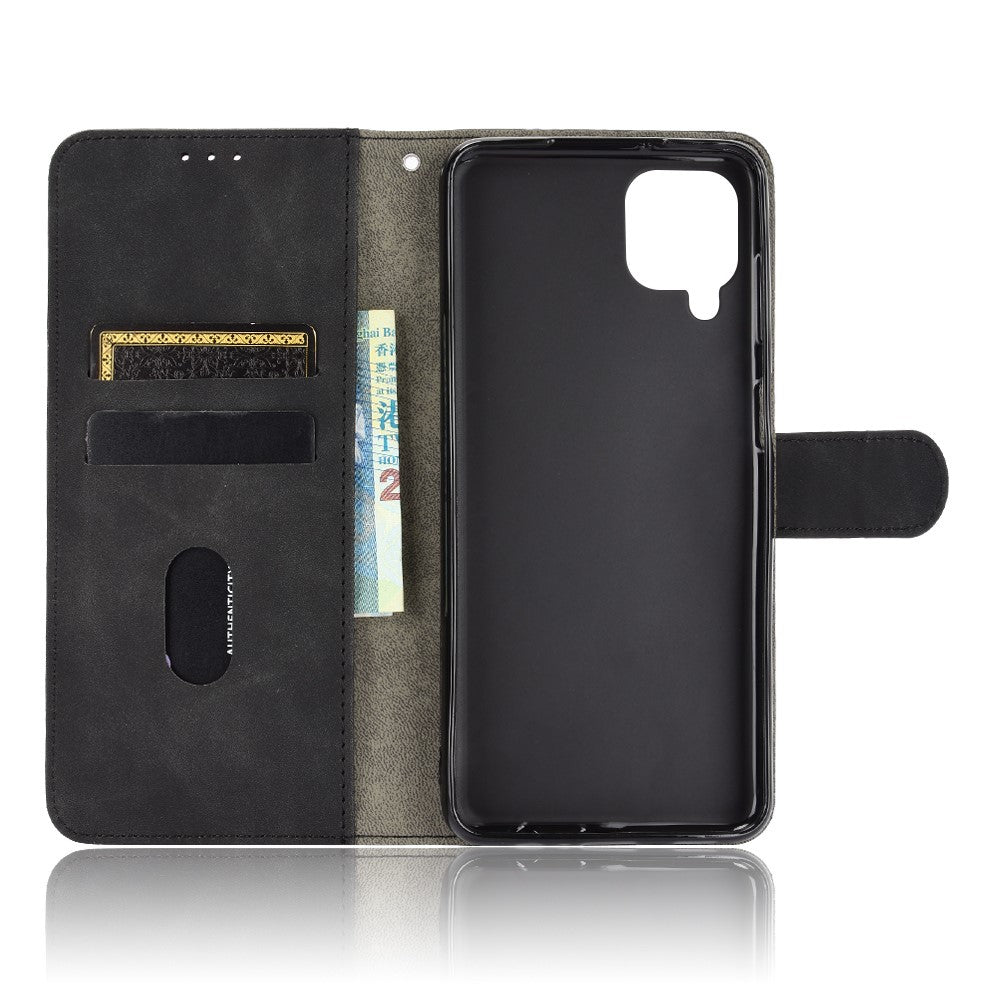 Läderskal i läder med skin-touch-funktion för Samsung Galaxy A12/M12 plånboksfodral