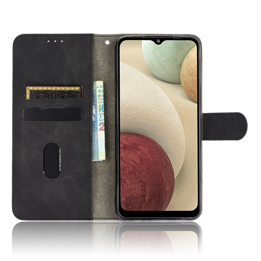 Läderskal i läder med skin-touch-funktion för Samsung Galaxy A12/M12 plånboksfodral