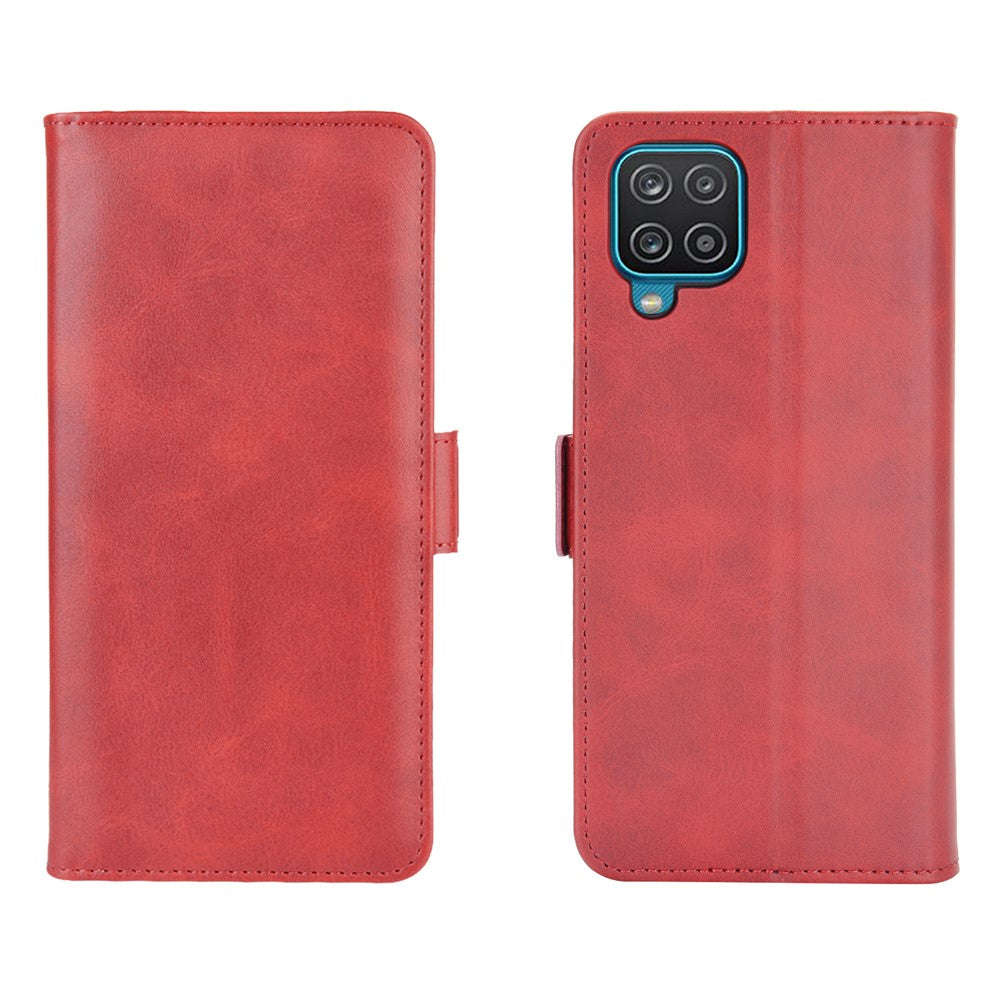 Dubbelspänne Flip Magnet Läderfodral för Samsung Galaxy A12 Plånboksfodral med stativdesign