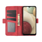 Dubbelspänne Flip Magnet Läderfodral för Samsung Galaxy A12 Plånboksfodral med stativdesign