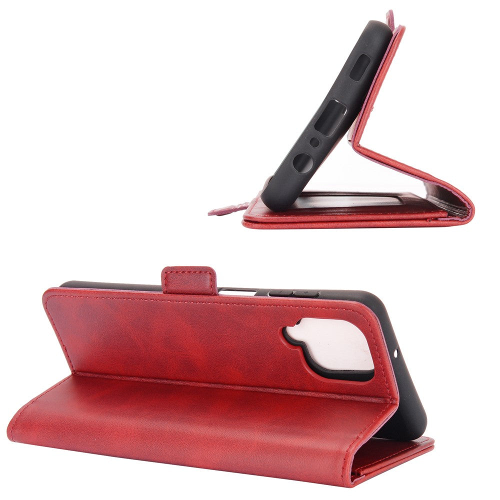 Dubbelspänne Flip Magnet Läderfodral för Samsung Galaxy A12 Plånboksfodral med stativdesign