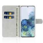 Glitrende pulver- og patchwork-pungcover i læder til Samsung Galaxy S21 4G/5G