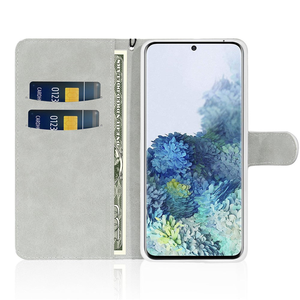 Glitrende pulver- og patchwork-pungcover i læder til Samsung Galaxy S21 4G/5G