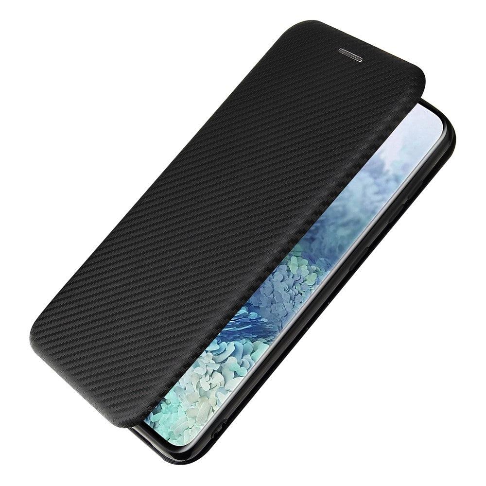 For Samsung Galaxy S21+ Leather Shell Carbon Fiber Auto-absorbed Card Holder Case