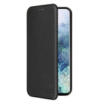 For Samsung Galaxy S21+ Leather Shell Carbon Fiber Auto-absorbed Card Holder Case