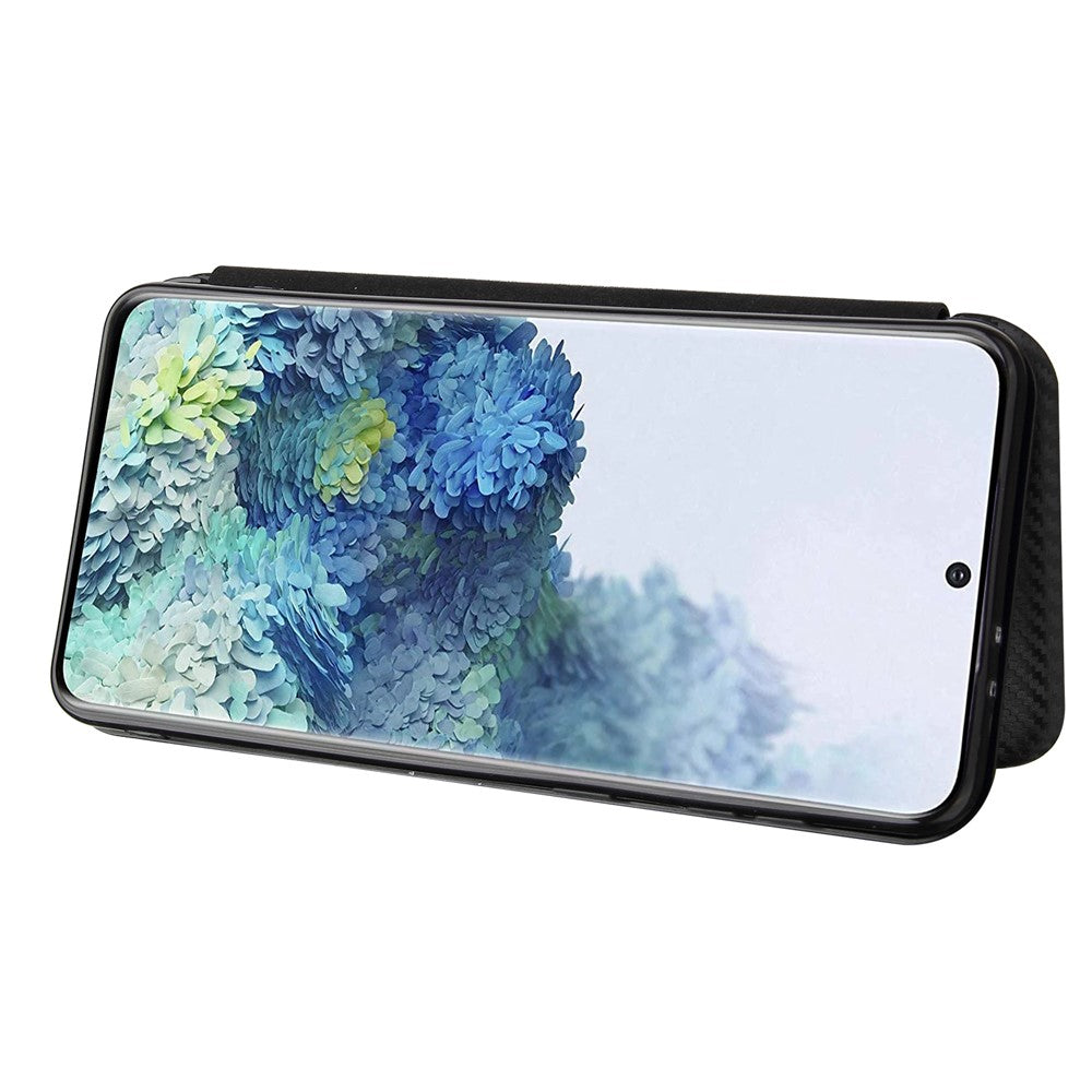 For Samsung Galaxy S21+ Leather Shell Carbon Fiber Auto-absorbed Card Holder Case