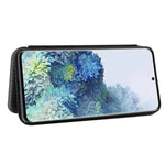 For Samsung Galaxy S21+ Leather Shell Carbon Fiber Auto-absorbed Card Holder Case
