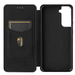 For Samsung Galaxy S21+ Leather Shell Carbon Fiber Auto-absorbed Card Holder Case