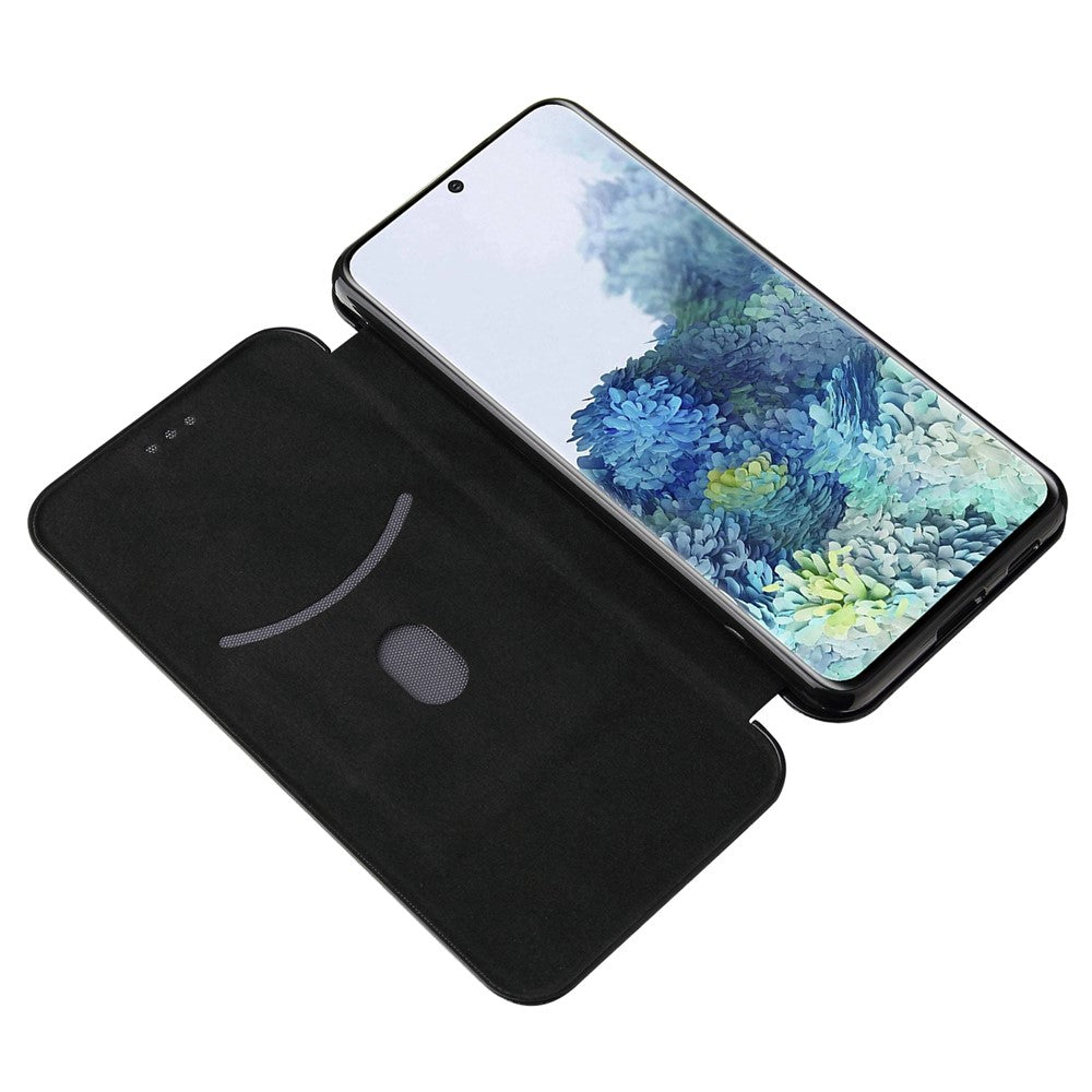 For Samsung Galaxy S21+ Leather Shell Carbon Fiber Auto-absorbed Card Holder Case