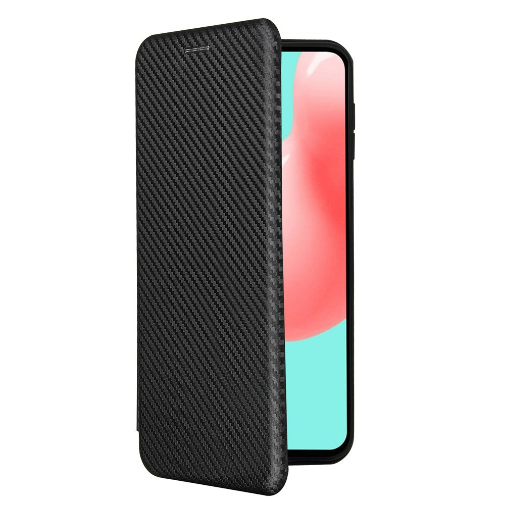 Carbon Fiber Leather Auto-absorbed Case with Card Holder for Samsung Galaxy A32 5G / M32 5G