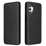 Carbon Fiber Leather Auto-absorbed Case with Card Holder for Samsung Galaxy A32 5G / M32 5G