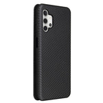 Carbon Fiber Leather Auto-absorbed Case with Card Holder for Samsung Galaxy A32 5G / M32 5G
