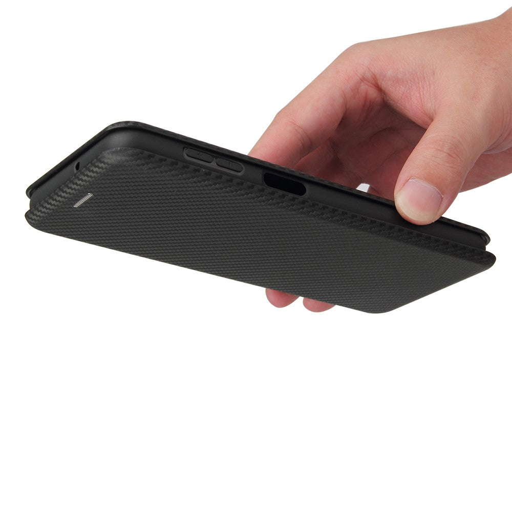 Carbon Fiber Leather Auto-absorbed Case with Card Holder for Samsung Galaxy A32 5G / M32 5G