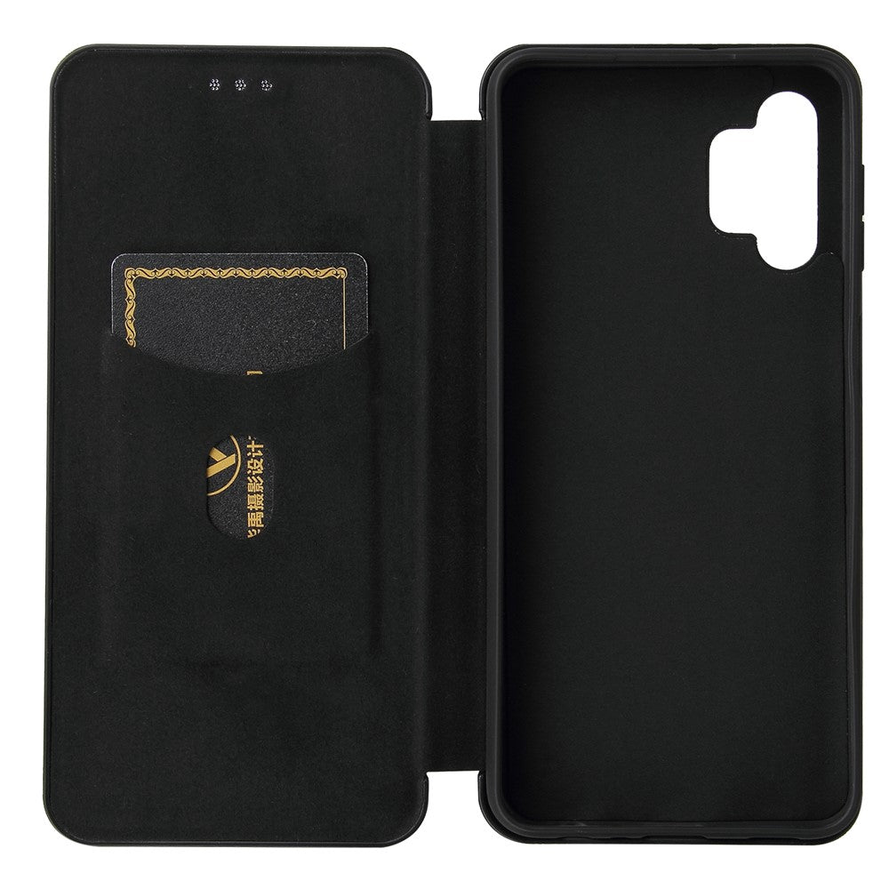 Carbon Fiber Leather Auto-absorbed Case with Card Holder for Samsung Galaxy A32 5G / M32 5G