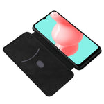 Carbon Fiber Leather Auto-absorbed Case with Card Holder for Samsung Galaxy A32 5G / M32 5G