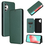 Carbon Fiber Leather Auto-absorbed Case with Card Holder for Samsung Galaxy A32 5G / M32 5G