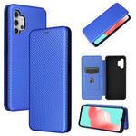 Carbon Fiber Leather Auto-absorbed Case with Card Holder for Samsung Galaxy A32 5G / M32 5G