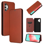 Carbon Fiber Leather Auto-absorbed Case with Card Holder for Samsung Galaxy A32 5G / M32 5G