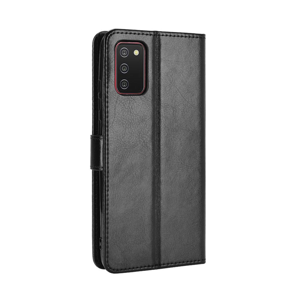 Crazy Horse Texture Wallet Stand Leather Phone Case for Samsung Galaxy A02s (166.5mm)