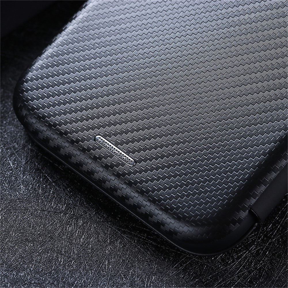Carbon Fiber Texture Leather Case Auto-absorbed Stand Cover for Samsung Galaxy A02s (166.5mm)