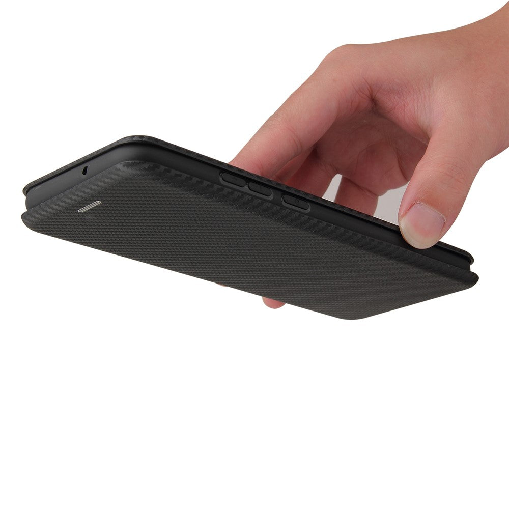 Carbon Fiber Texture Leather Case Auto-absorbed Stand Cover for Samsung Galaxy A02s (166.5mm)