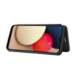 Carbon Fiber Texture Leather Case Auto-absorbed Stand Cover for Samsung Galaxy A02s (166.5mm)