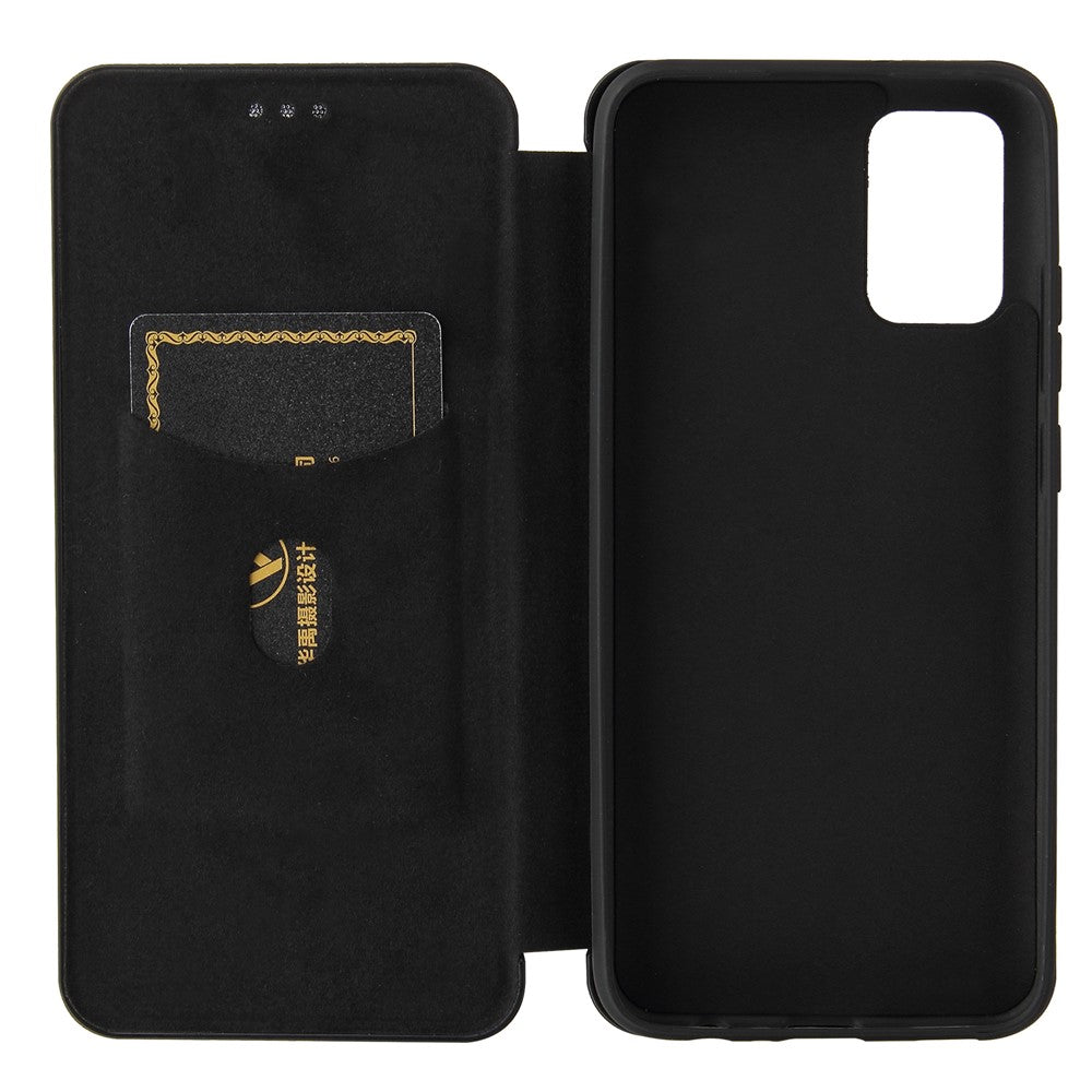 Carbon Fiber Texture Leather Case Auto-absorbed Stand Cover for Samsung Galaxy A02s (166.5mm)
