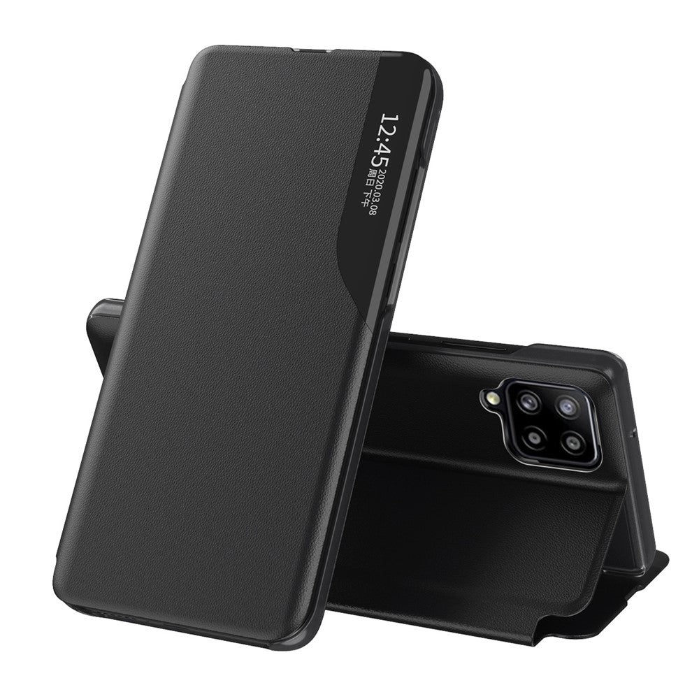 Fodral med View Window PU-läder Stativskal till Samsung Galaxy A12