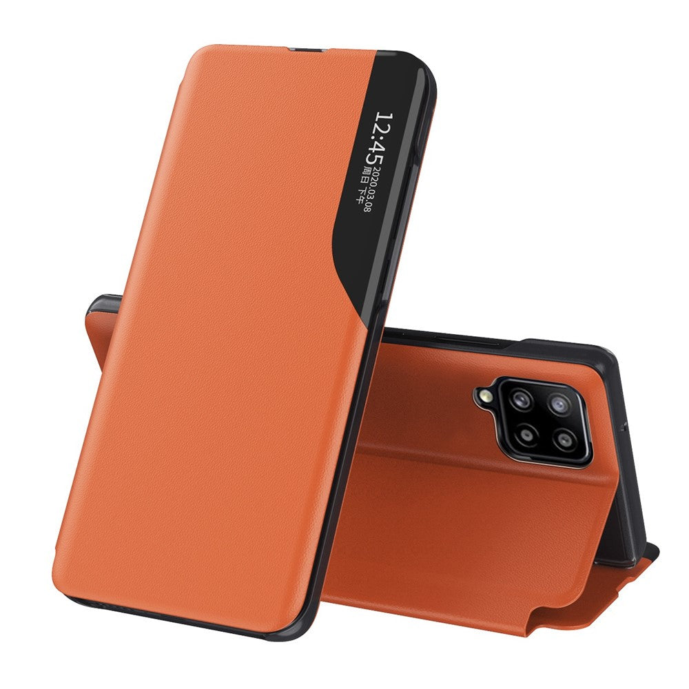 Fodral med View Window PU-läder Stativskal till Samsung Galaxy A12