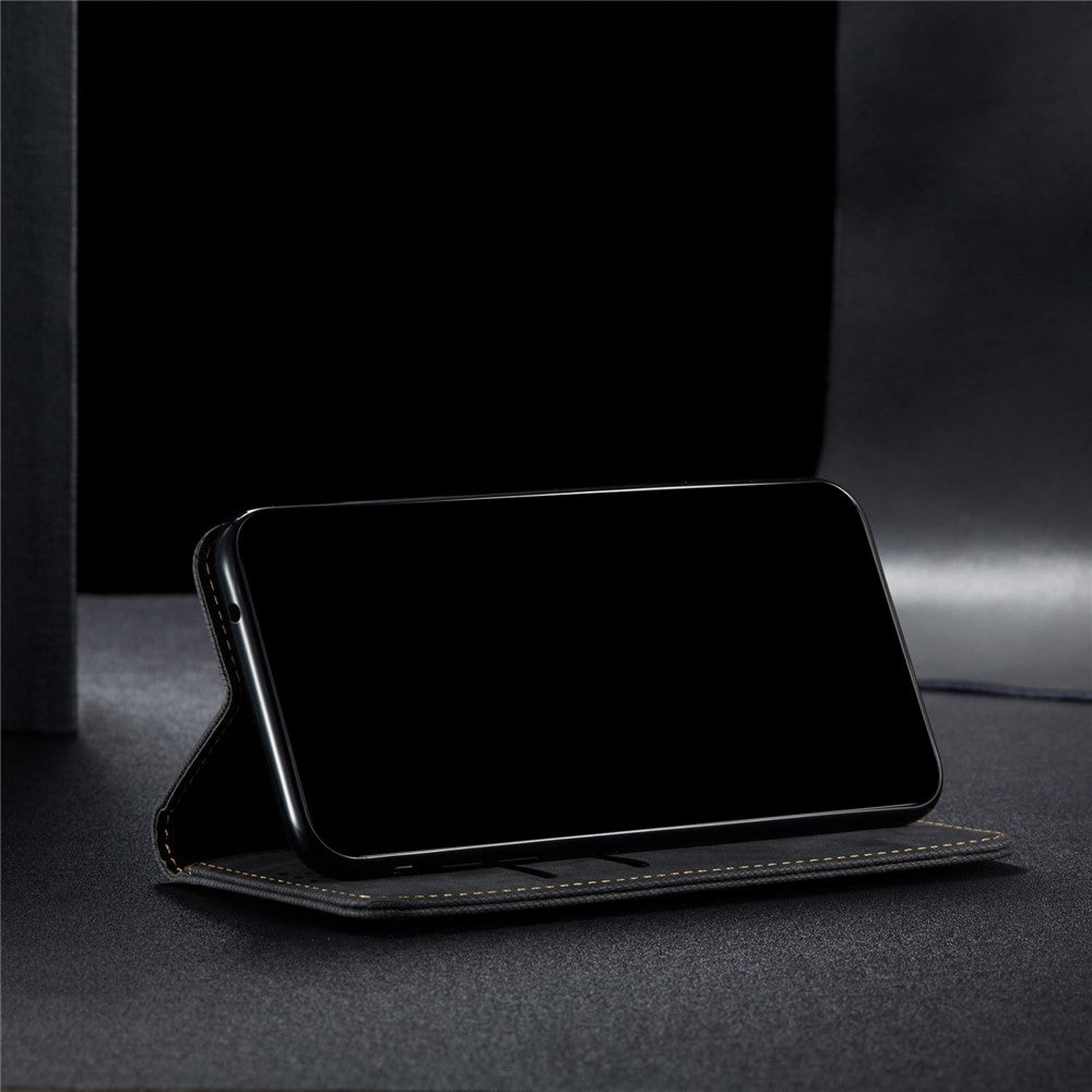 Vintage Style for Samsung Galaxy S21 4G/5G Jeans Cloth Texture Wallet Stand Leather Phone Cover