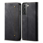Vintage Style for Samsung Galaxy S21 4G/5G Jeans Cloth Texture Wallet Stand Leather Phone Cover