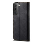 Vintage Style for Samsung Galaxy S21 4G/5G Jeans Cloth Texture Wallet Stand Leather Phone Cover
