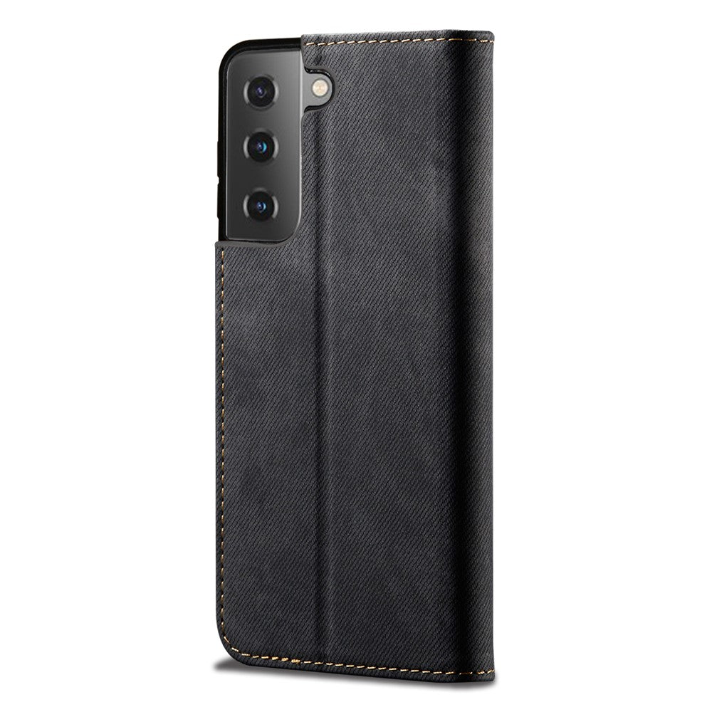 Vintage Style for Samsung Galaxy S21 4G/5G Jeans Cloth Texture Wallet Stand Leather Phone Cover