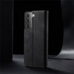 Vintage Style for Samsung Galaxy S21 4G/5G Jeans Cloth Texture Wallet Stand Leather Phone Cover
