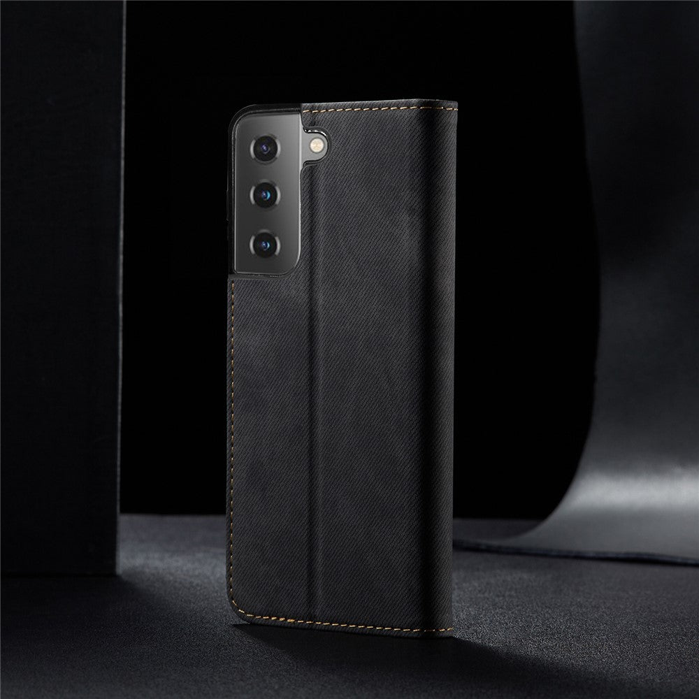 Vintage Style for Samsung Galaxy S21 4G/5G Jeans Cloth Texture Wallet Stand Leather Phone Cover