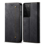 Jeans Cloth Texture Leather Case for Samsung Galaxy S21 Ultra 5G Wallet Stand Phone Cover